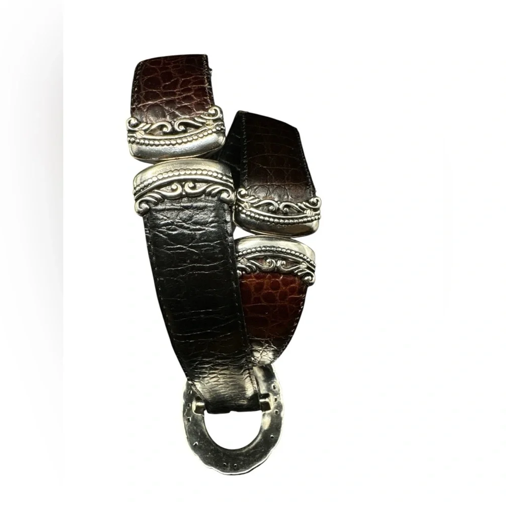 Vintage Southwest Concho Textured Two Tone Ombre Reptile Leather Belt SM